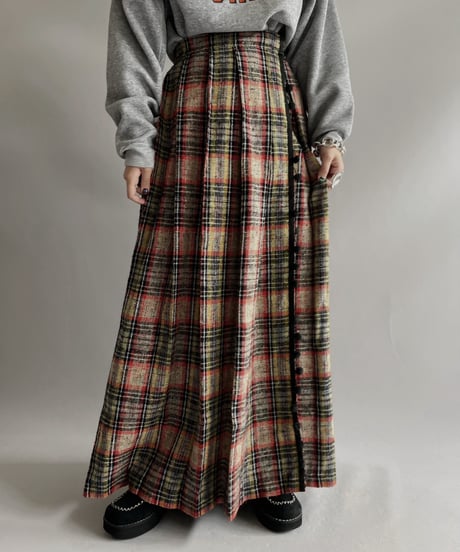 【USED 】 Tartan Check Wrap Long Skirt/ 231202-008