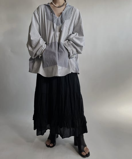 【RE;CIRCLE】 RE Stripe Shirt Mexican Hoodie / 220423-031