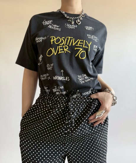 【USED】  Made in USA 89's Hanes Positive Word  T-Shirt/250510-045