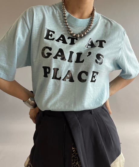 【USED】70~80's Flock Print T-Shirt /240824-050