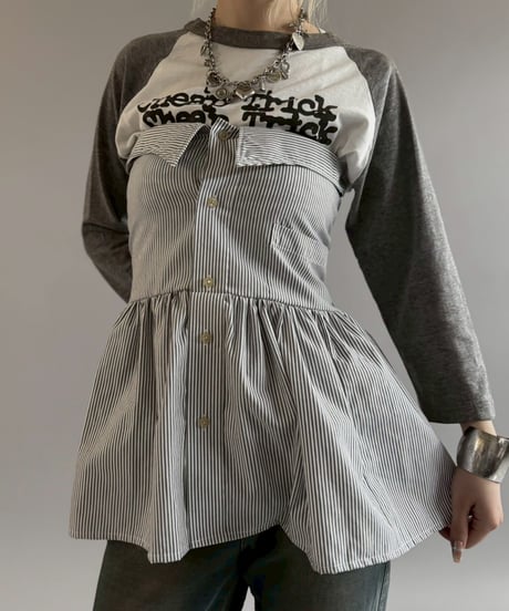 【RE;CIRCLE】  RE Stripe Shirt Mini One-Piece / 260611-011