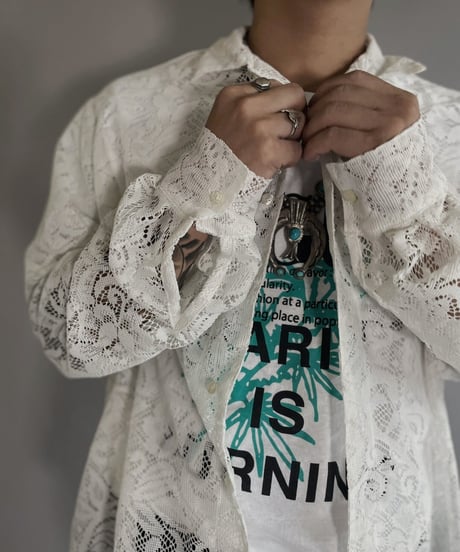 【RE;CIRCLE】 RE Men's Crochet Lace Shirt / 220915-004