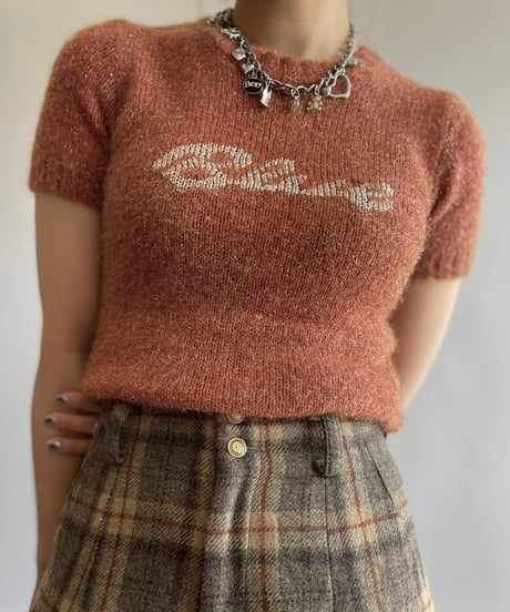 【USED】BURBERRY Lame S/S Knit Top /241006-030