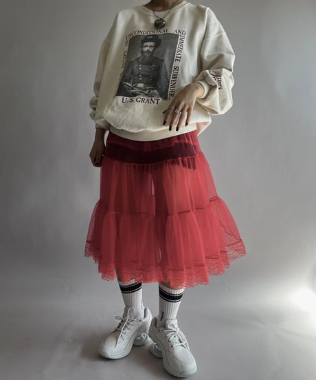 【USED】 Lace Patterned Sheer Skirt / 241019-013