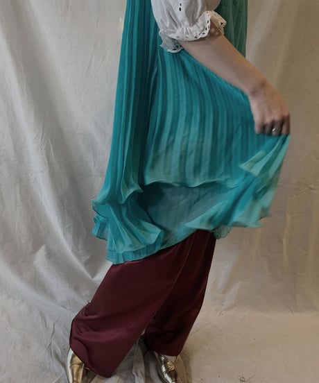 【USED】Poly No Sleeve Pleats Dress/210217-054