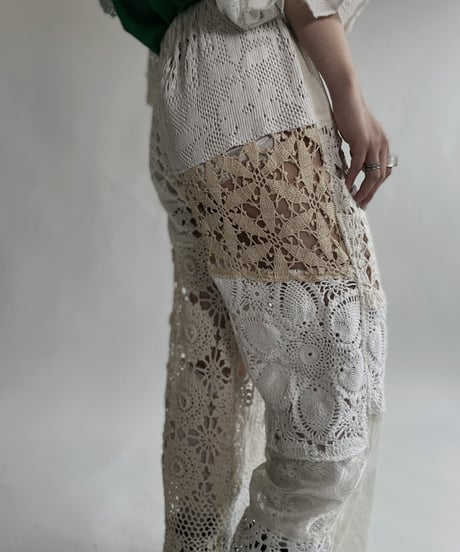 【RE;CIRCLE】 RE Crochet Lace Patchwork Pants / 220526-035