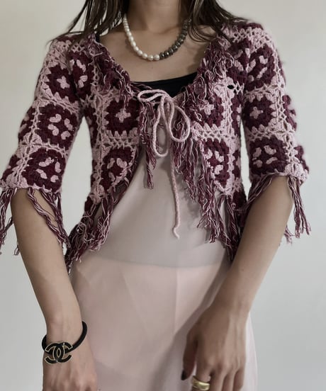 【USED】 Crochet Middle Sleeves Cardigan / 220430-010
