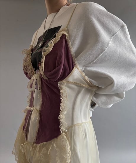 【USED】 MADE in USA Organza lace camisole One-Piece  /250927-002