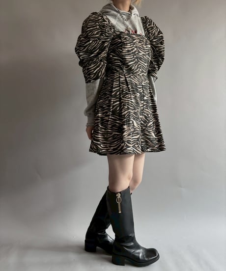 【USED】 Puff sleeves zebra Mini One‐Piece /250927-016