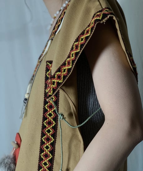 【USED】 Ethnic Fringe Poncho /210708-008