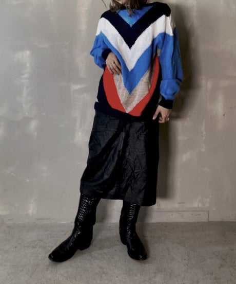 【USED】 Leather Medium Skirt / 201121-004