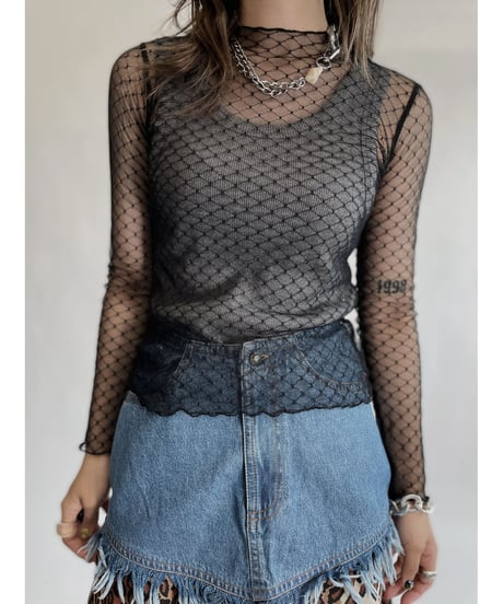 【USED】 Long Sleeved Mesh Material Top / 220813-003