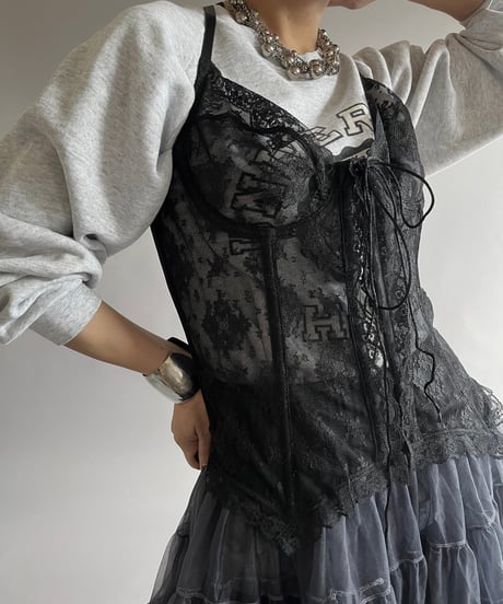 【USED】 Lace Patterned Camisole Corset Top/240928-021