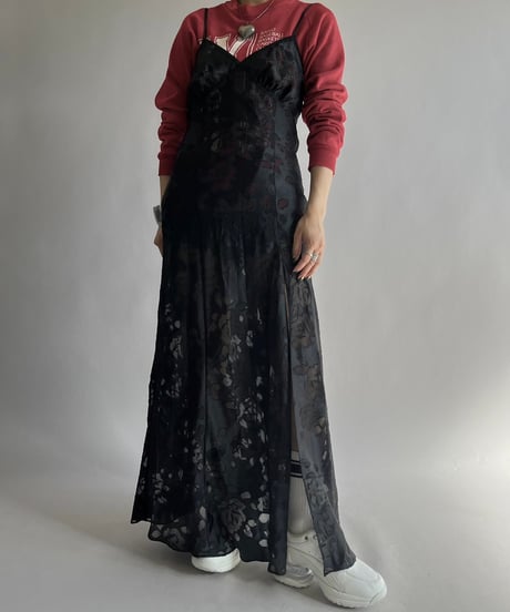【USED】 Flower Patterned Camisole Long One-Piece/25227-005