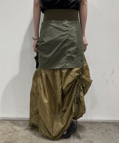 【RE;CIRCLE】 RE U.S Military Rebuild Parachute Layered Skirt Khaki / 260423-007