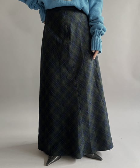 【USED】 Made in USA Check Patterned Long Skirt/24203-004