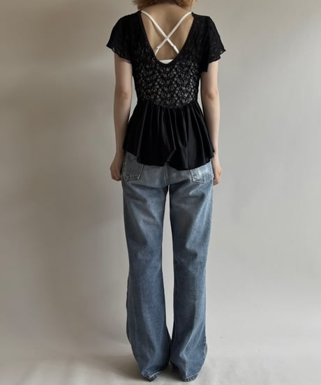 【USED】 Lace pattern design tops /250816-012
