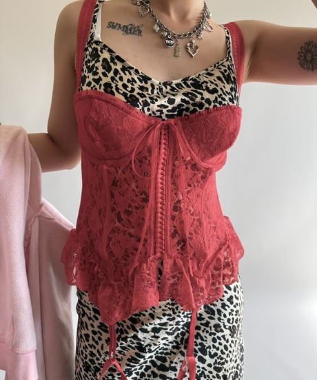 【USED】 Lace Pattern Corset Camisole Top  /250322-028