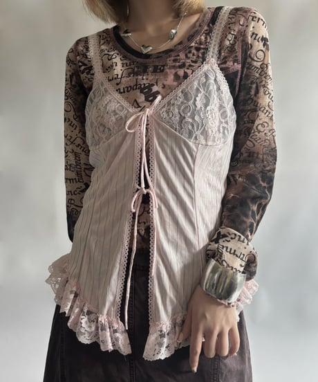 【USED】 Lace Pattern Camisole Top / 250906-006