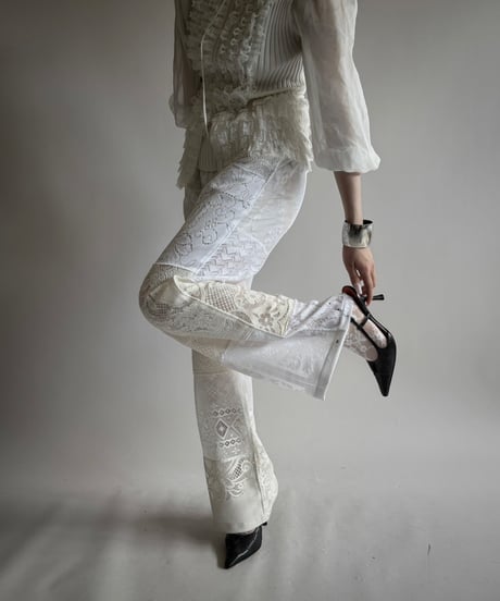 【RE;CIRCLE】 RE Crochet Lace Patch work Pants / 250731-010