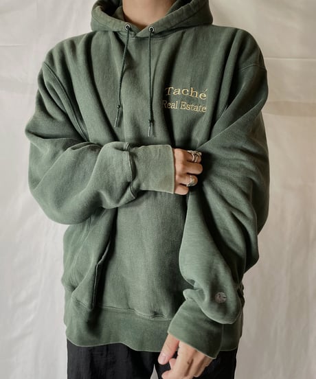 【USED】  Champion Reverse Weave Hoodie Tuche Real Estate/210902-039