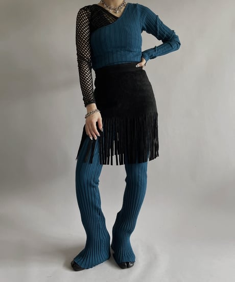 【USED 】Suede Fringe Mini Skirt/ 240414-001