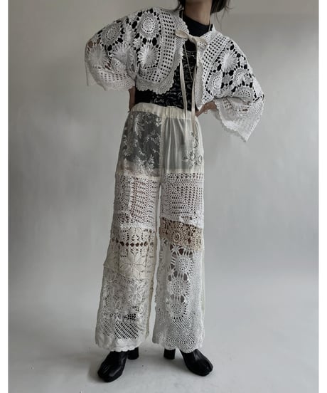 【RE;CIRCLE】 RE Crochet Lace Flare Sleeves Bolero / 220526-038