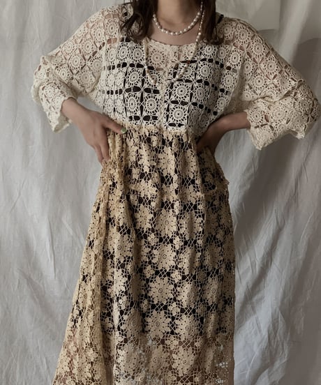 【RE;CIRCLE】 RE Crochet Lace Dress③/210421-003