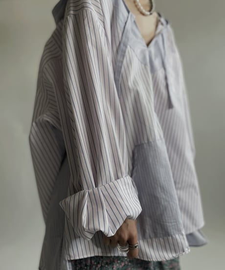 【RE;CIRCLE】 RE Stripe Shirt Mexican Hoodie / 220423-033