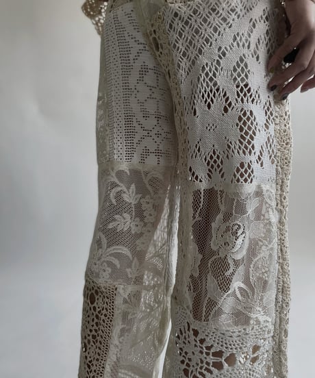 【RE;CIRCLE】 RE Crochet Lace Patchwork Pants / 220427-022