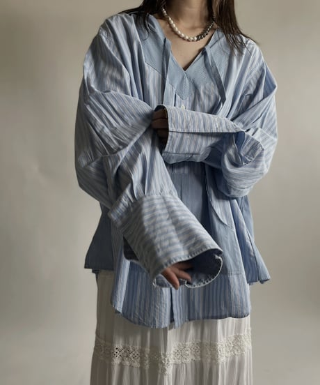 【RE;CIRCLE】 RE Stripe Shirt Mexican Hoodie / 220423-037
