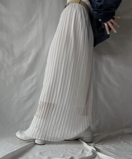 【USED】 Poly Pleats Long Skirt①/210921-028