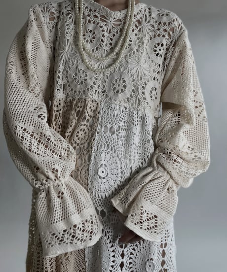 【RE;CIRCLE】 RE Crochet Lace Patchwork One-piece / 220526-010