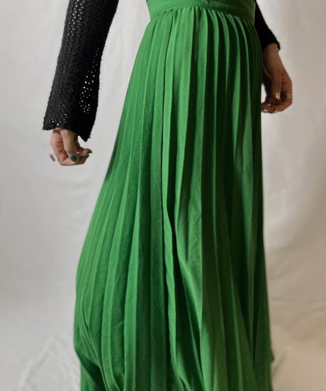 【USED】 Poly Long Pleats Skirt①/20210819-005
