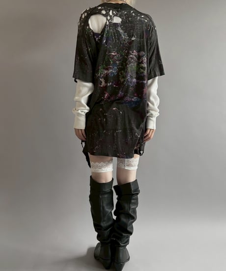 【USED】 Damage Paint T-shirt&Thermal Top /260607-030
