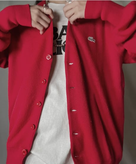 【USED】 LACOSTE Acrylic Knit Cardigan  ⑪ / 220111-016