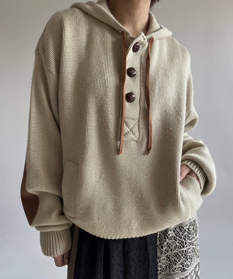 【USED】 Hooded Knit Pullover Top/250118-005