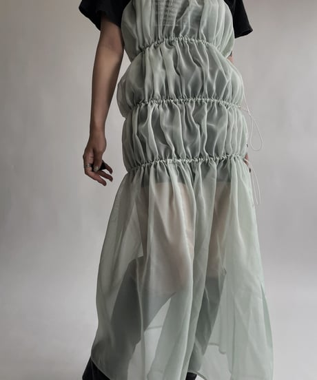 【RE;CIRCLE】 RE Sheer Light Green Camisole One-piece / 220721-005