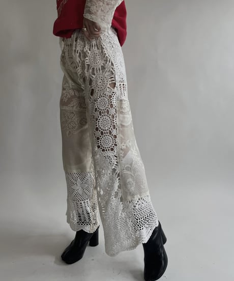 【RE;CIRCLE】 RE Crochet Lace Patchwork Pants / 220526-018