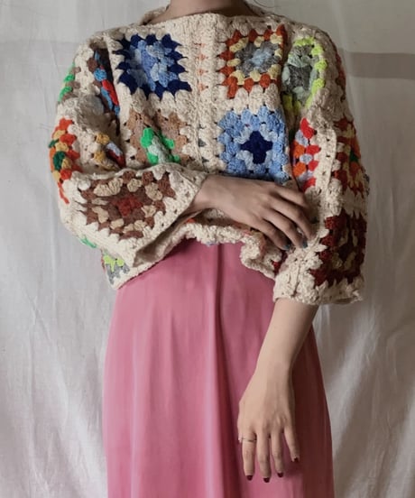 【RE;CIRCLE】 Short Sleeve Granny Knit Top② /210404-002