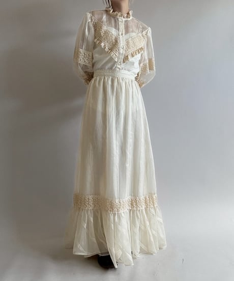 【USED】 Lace Pattern Long Skirt /250628-027