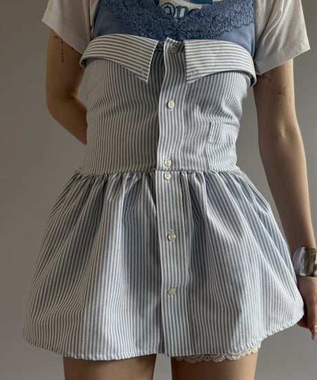 【RE;CIRCLE】  RE Stripe Shirt Mini One-Piece / 260611-003