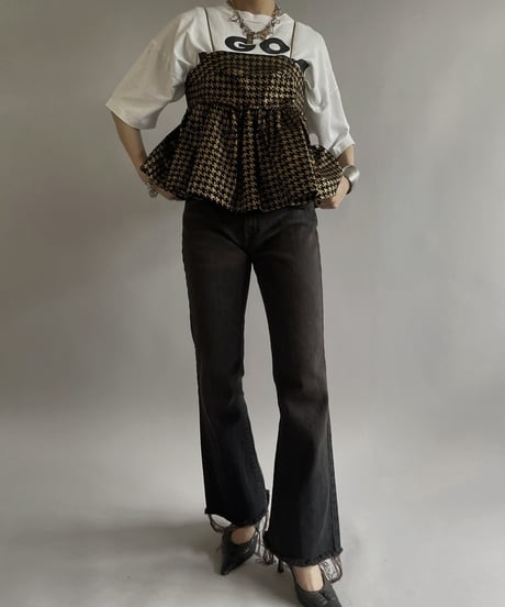【USED】BRYAN and JOHNNY Houndstooth Patterned Camisole Top/ 240421-010