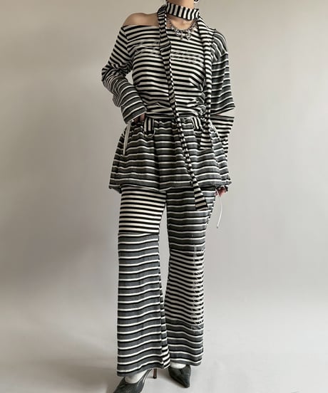 【RE;CIRCLE】 RE Border Off Shoulder Top /  250529-017