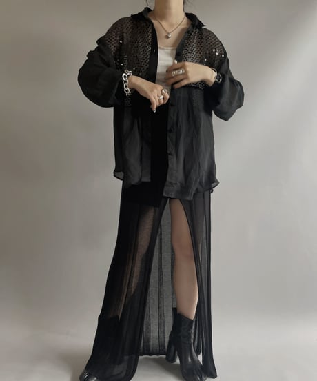 【USED】 L/S Spangle Sheer Shirt / 230722-012