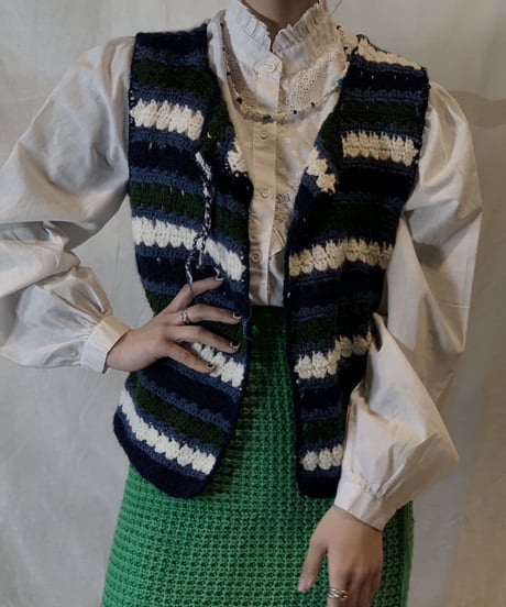 【USED】Crochet Knit Vest/210217-061