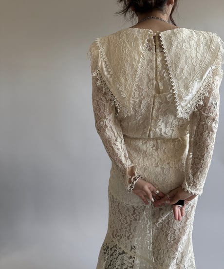 【USED】 Made in USA Lace Patterned Long One-Piece /250104-007
