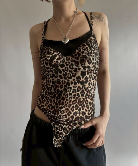 【USED】 Leopard Pattern Leotard Camisole Top  /251012-029