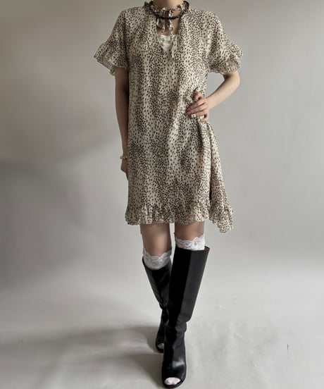【USED】 Made in ITALY Leopard Pattern S/S One-Piece  / 250531-001