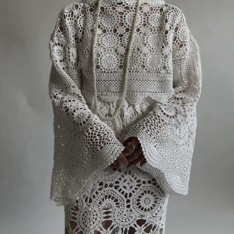 【RE;CIRCLE】 RE Crochet Lace Shirt Tops / 220427-011